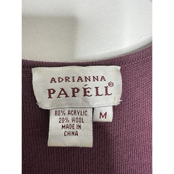 Adriana Papell Purple V Neck Sleeveless Wool Blend Midi Dress Size Medium - Picture 3 of 5
